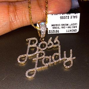 Boss Lady 10k gold si real diamond necklace pendant free appraisal best gift WOW